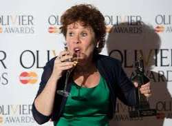 Imelda Staunton consuming alcohol